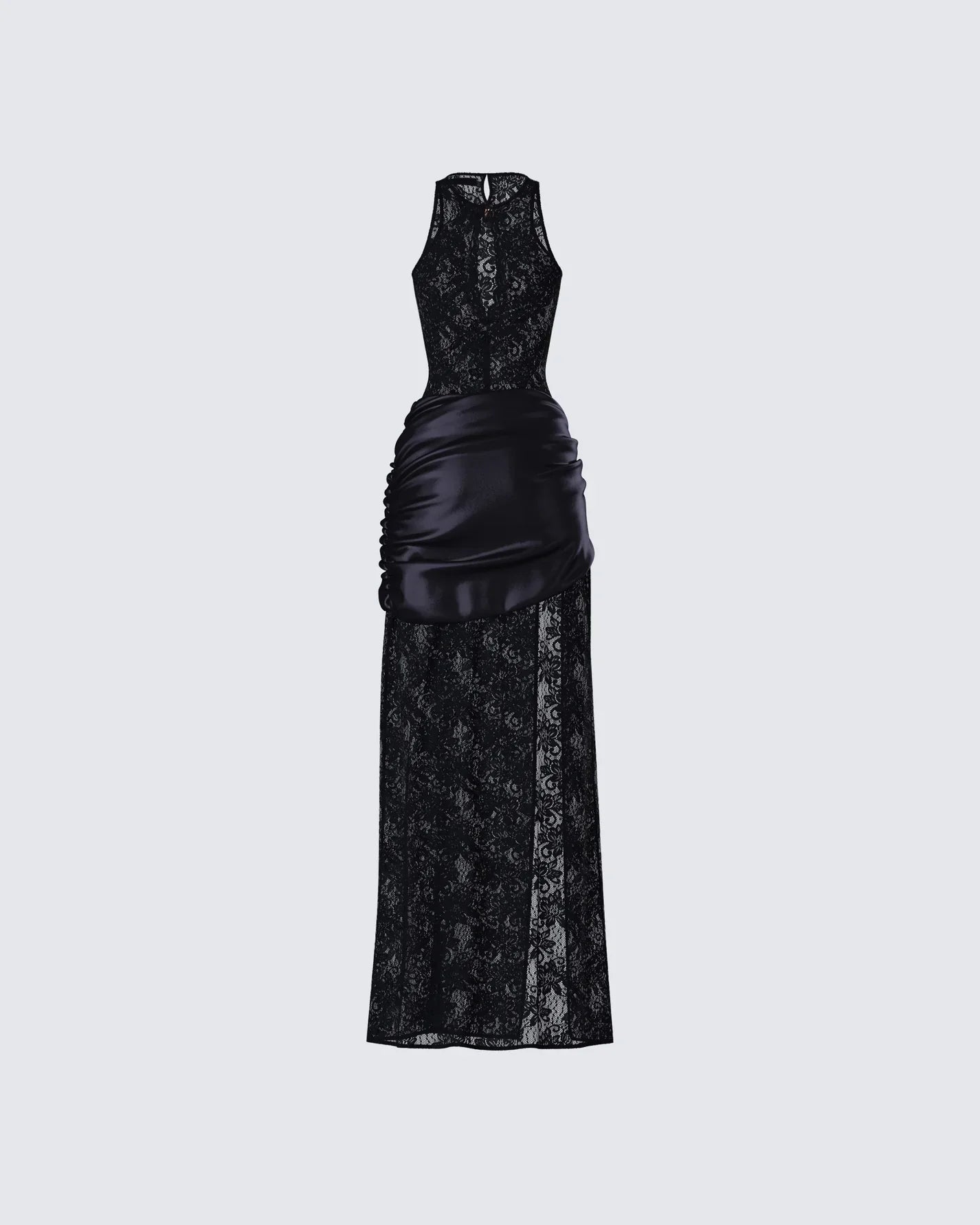 SECRET Thigh-High Slit Lace Maxi Dress
