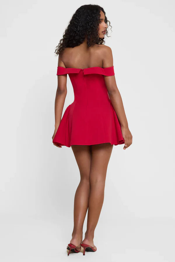 Calista Corset Mini Dress - Red
