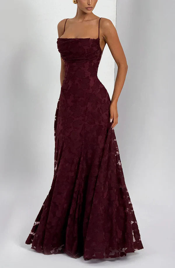 ELARA MAXI DRESS – CHERRY LACQUER