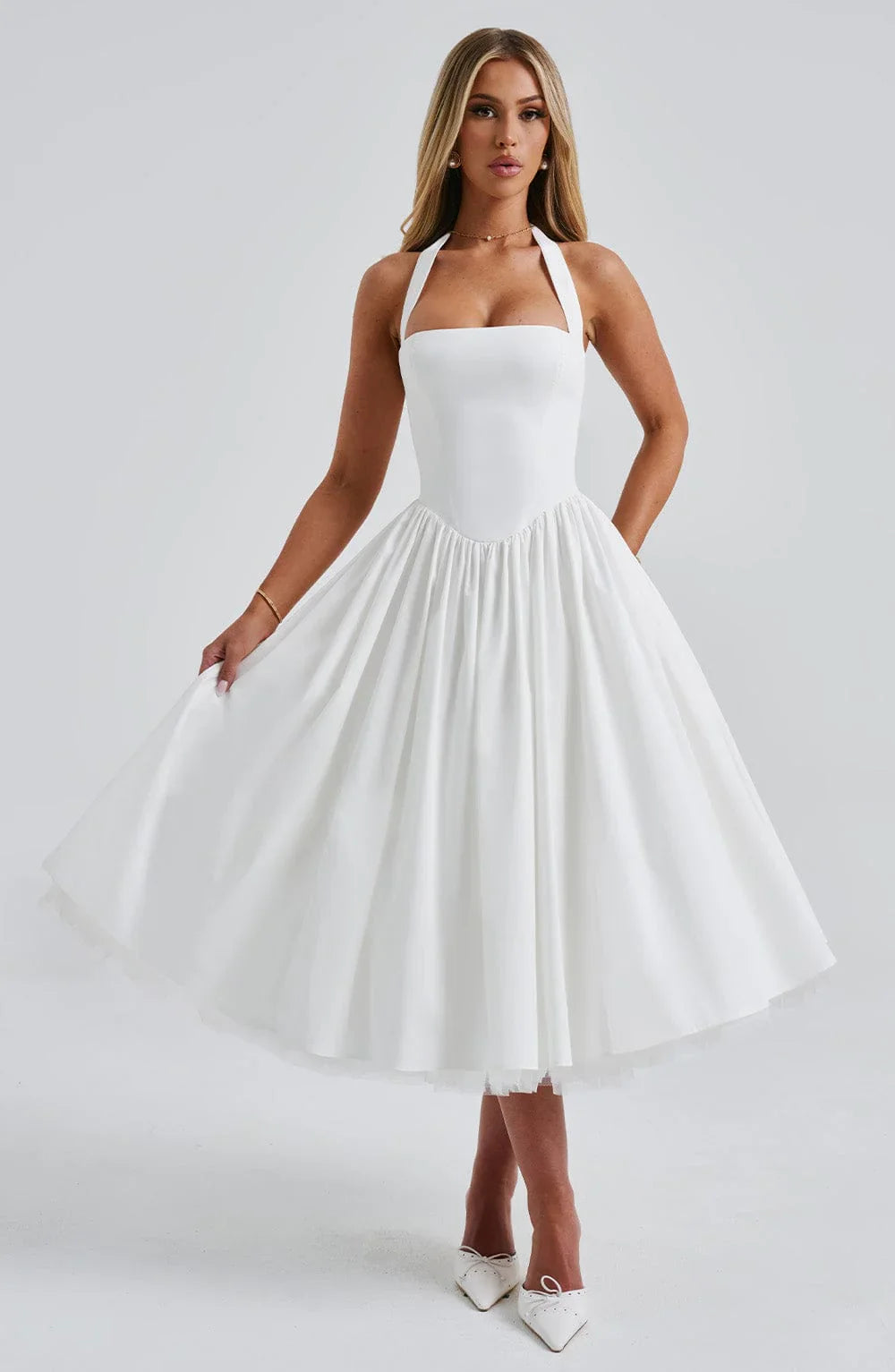 EVANA MIDI DRESS – IVORY