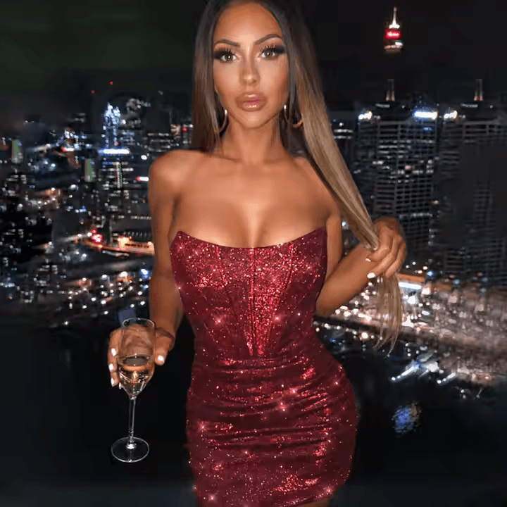 FAYE CORSET MINI DRESS - RED